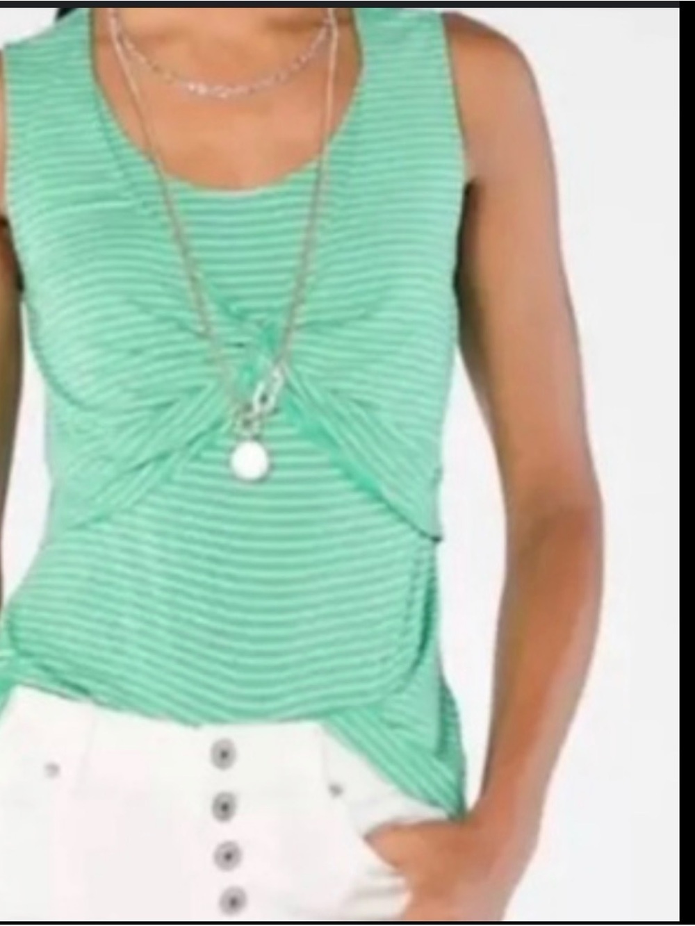 Cabi  Green Striped Twist-Front Tank Top